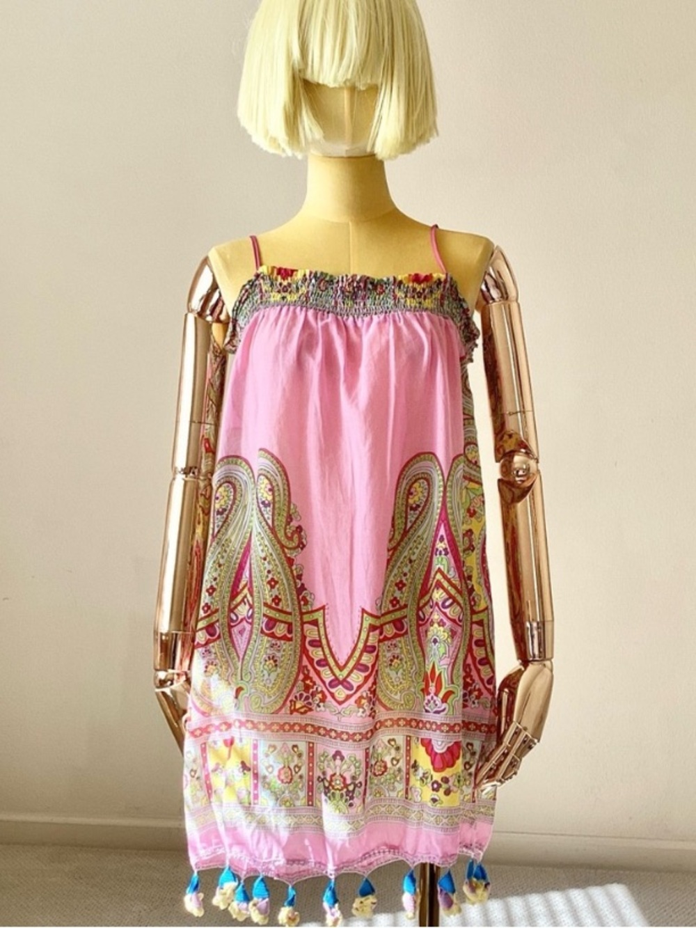 Pink Paisley Tassel Sundress S m